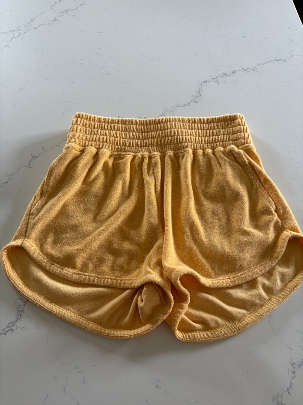 Abercrombie & Fitch Yellow Terry Cloth Shorts - Women’s Small